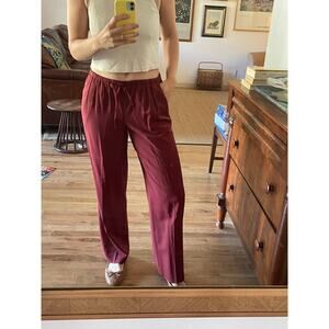 Theory Straight Leg Drawstring Pants Cherry Cola